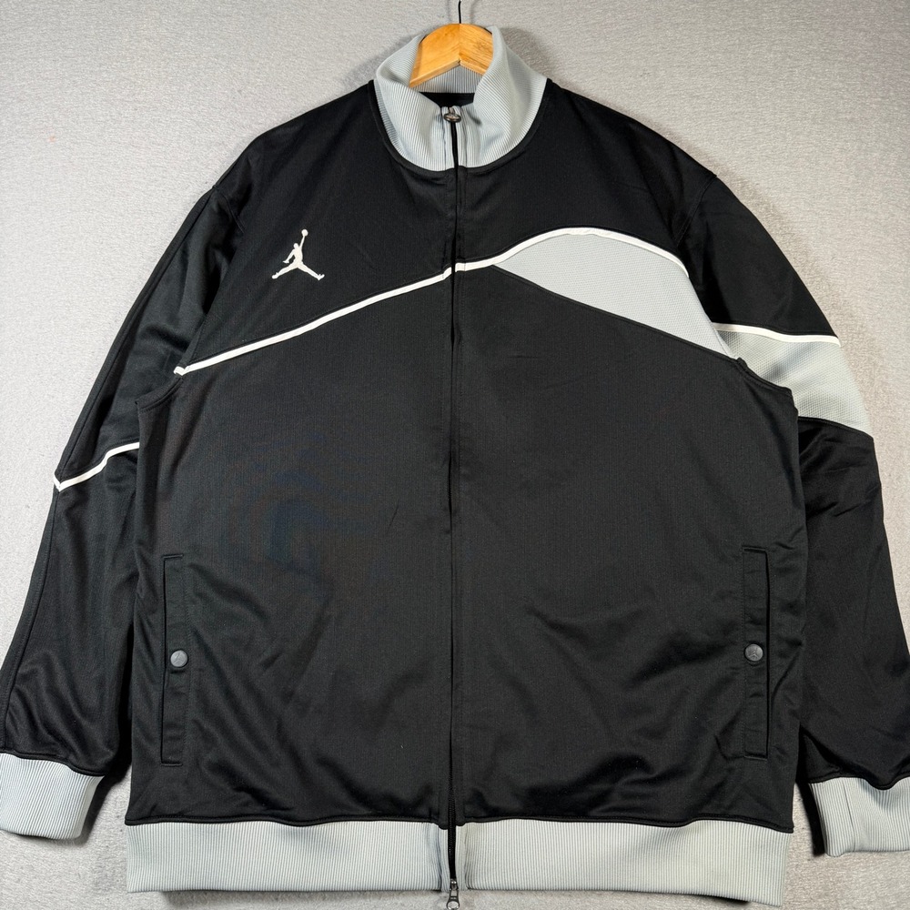 Vintage Jordan‎ Brand Track Jacket Full Zip Black Gray Mens XL Basketball Y2K